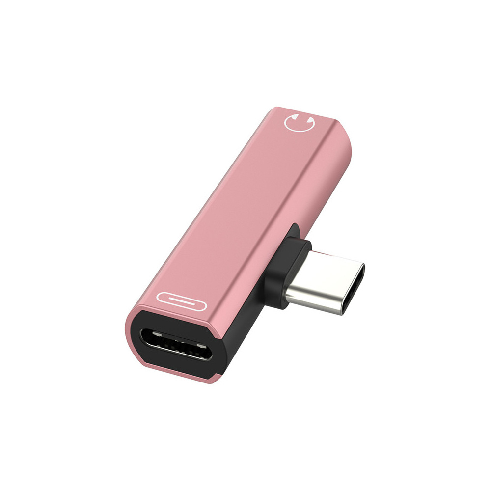 GCR Переходник USB Type C - 3.5мм mini jack + TypeC розовый - купить с ...