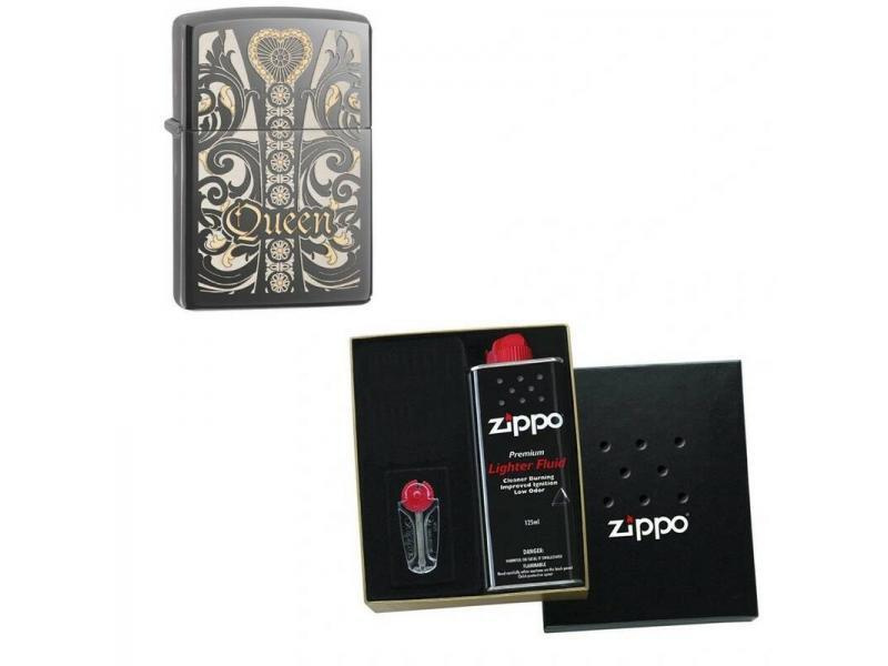 Зажигалка ZIPPO Classic Black Ice 28797 в подарочной упаковке + топливо и кремни  #1