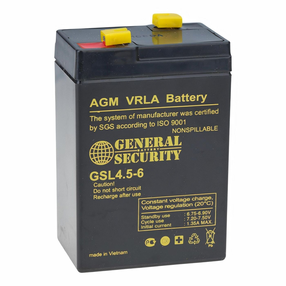 Аккумуляторная батарея General Security GSL 4,5-6 ( 6В 4,5АЧ / 6V 4,5AH ) для детской машинки, ИБП, скутера, #1