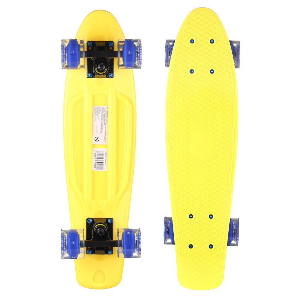 Пенни борд Fish Skateboards 22" Лимон LED/светятся колеса/скейтборд/ круизер /56 см  #1