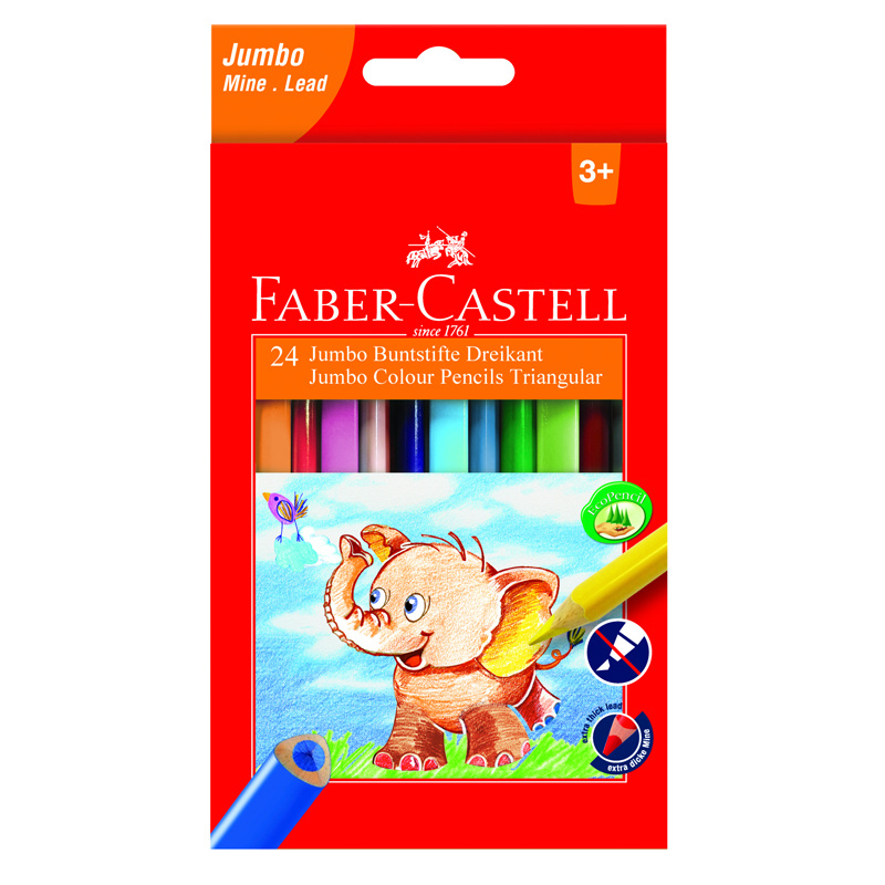 Набор цветных карандашей для рисования Faber-Castell "Jumbo" 24 цвета ...