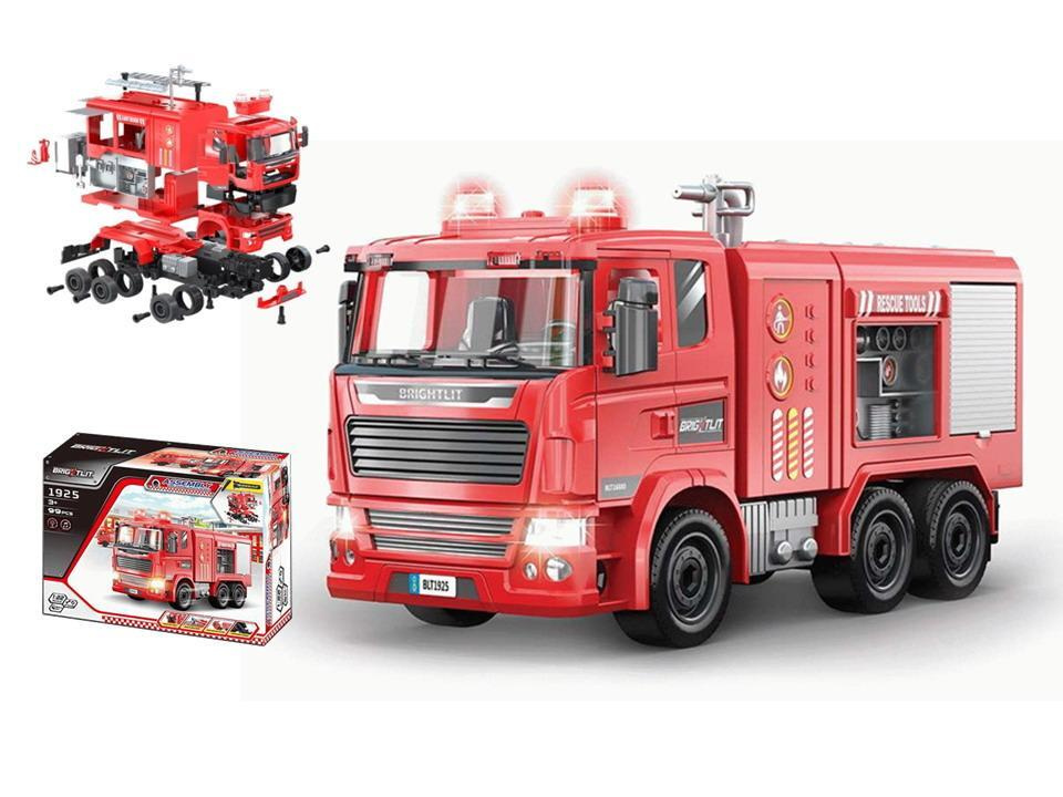 Машинка-конструктор "Собери сам. Пожарная машина", 99 деталей, звуковые ...