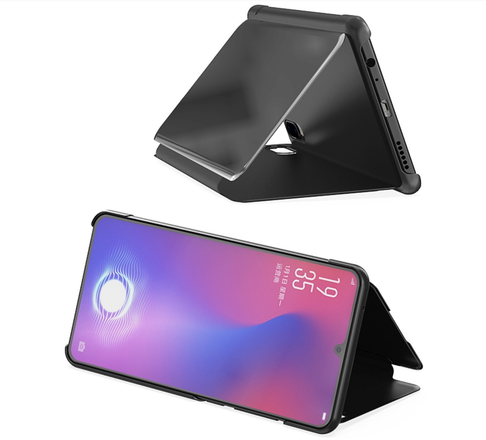 Чехол-книжка MyPads для Huawei Honor 10i / Enjoy 9S / P Smart Plus 2019 /  Honor 20E (HRY-LX1T) 6.21 с дизайном Clear View Cover с полупрозрачной  пластиковой крышкой с зеркальной поверхностью черный -