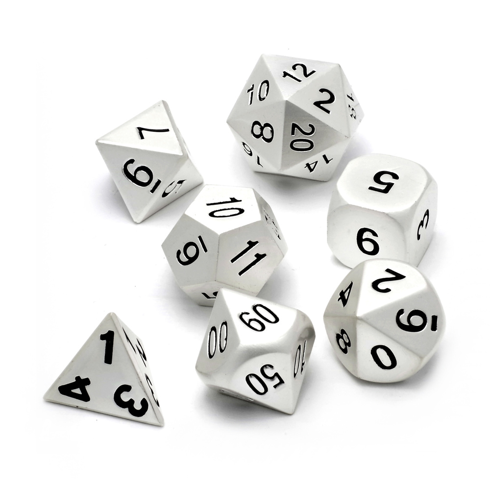 Набор металлических игральных костей (D4,D6,D8,D10-2,D12,D20) Stuff-pro  (белый) - купить с доставкой по выгодным ценам в интернет-магазине OZON  (346507325)