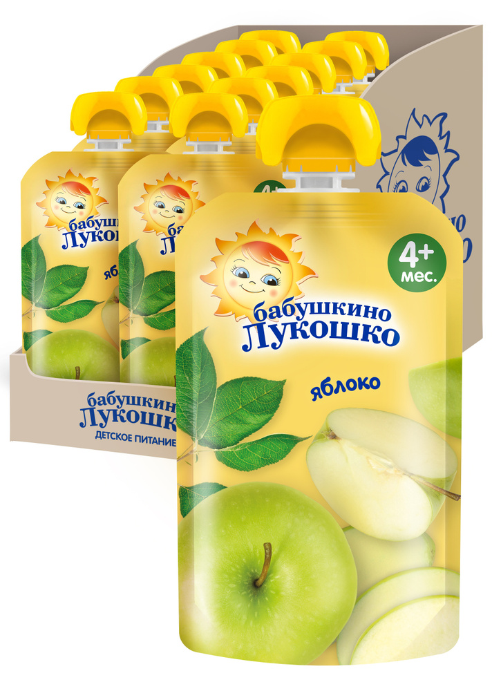 Пюре фруктовое Бабушкино лукошко с 4 месяцев, яблоко, 90 г x 12 купить ...