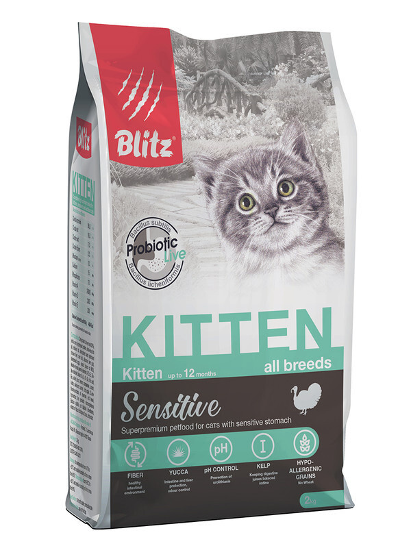 Сухой корм BLITZ KITTEN для котят с Индейкой 2 кг - купить с доставкой по  выгодным ценам в интернет-магазине OZON (346532415)