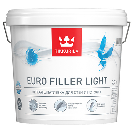 Tikkurila Euro Filler Light / Тиккурила Евро Филлер Лайт шпатлевка финишная латексная для стен и потолков #1