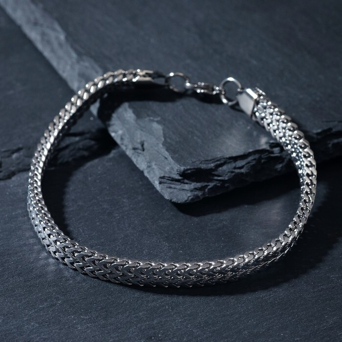 Браслет мужской Стальной зигзаги, цвет серебро, 20 см - купить с доставкойпо выгодным ценам в интернет-магазине OZON (793513842)