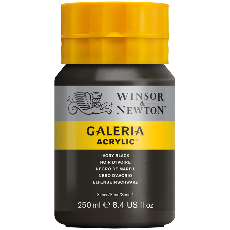 Краска акриловая художественная Winsor&Newton "Galeria", 250мл, туба, черная слоновая кость  #1