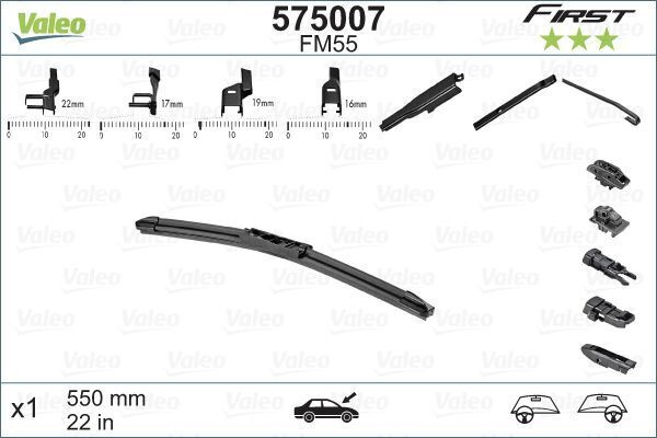 Valeo Щетка стеклоочистителя бескаркасная, арт. 575007, 55 см #1