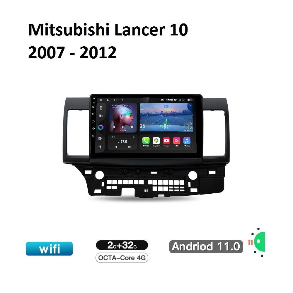 Автомагнитола MEDIA Mitsubishi Lancer X 2007-2020 Android 11 WI-FI Блютуc Радио Видео Громкая связь USB #1