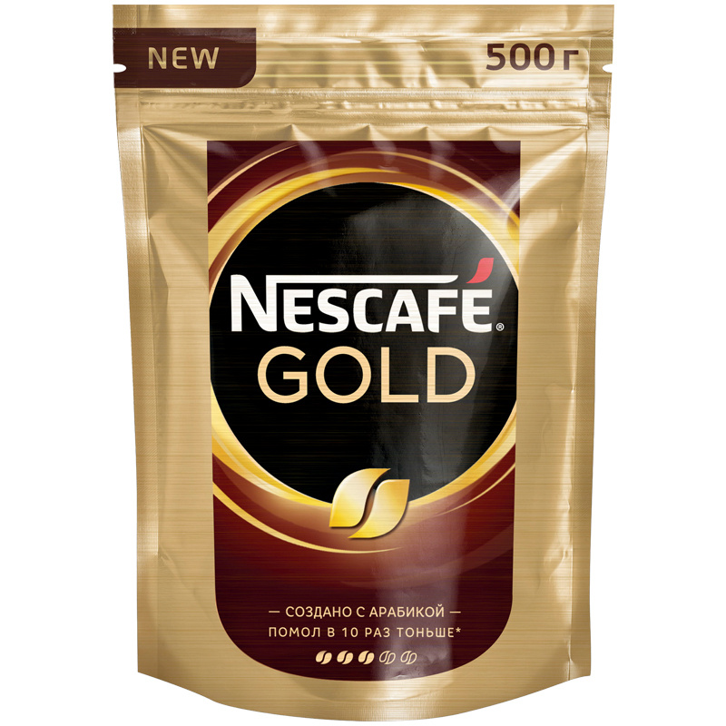 Кофе растворимый Nescafe "Gold", сублимированный, с молотым, тонкий помол, мягкая упаковка, 500г  #1