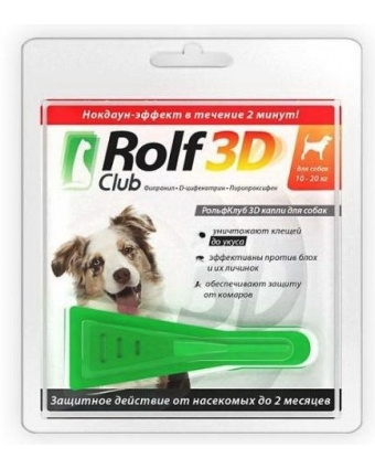 Капли от блох и клещей Rolf Club 3D R404 для собак 10-20кг #1