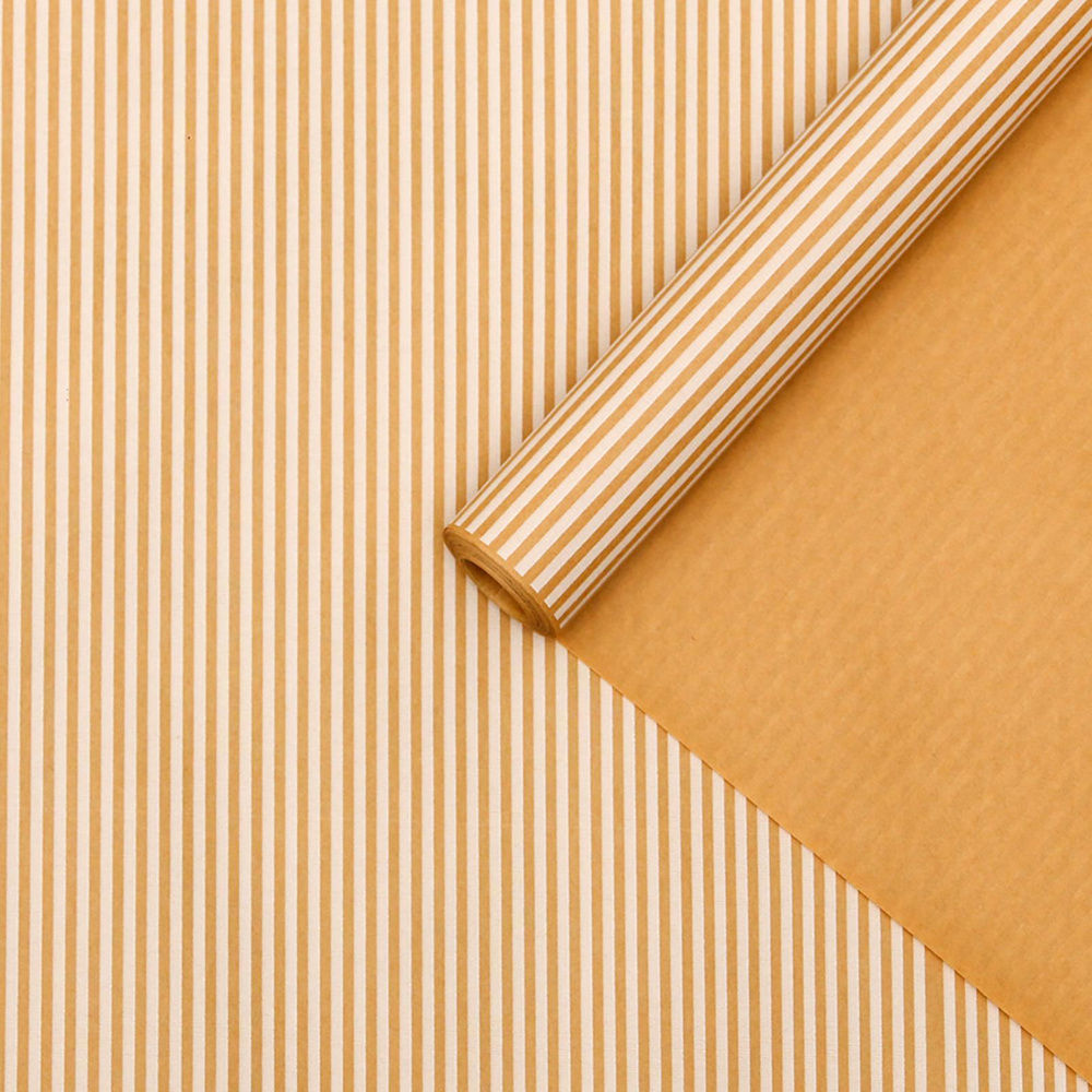 Упаковочная бумага крафт рулон Полосы белые 60см х 10м /подарочная бумага для упаковки подарков творчества #1