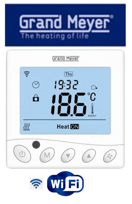 Терморегулятор / термостат Grand Meyer W350 WI-FI электронный, программируемы, для теплого пола, белый #1