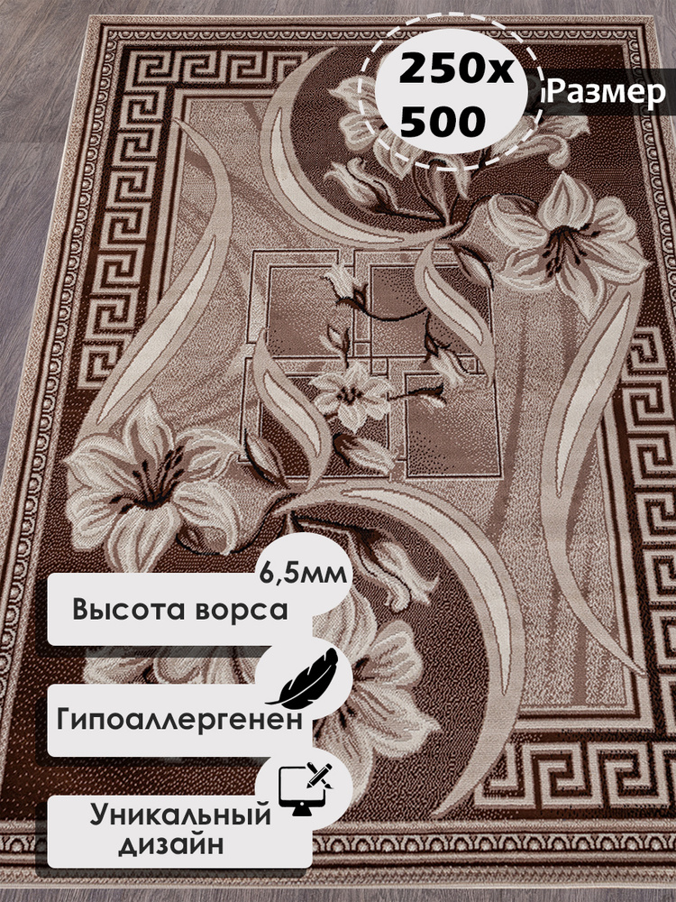 Ковер на пол прямоугольный с ворсом 250 на 500 см в гостиную, зал, спальню, детскую, прихожую, кабинет, #1