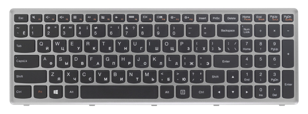 Клавиатура для ноутбука Lenovo IdeaPad U510, Z710 черная, рамка ...