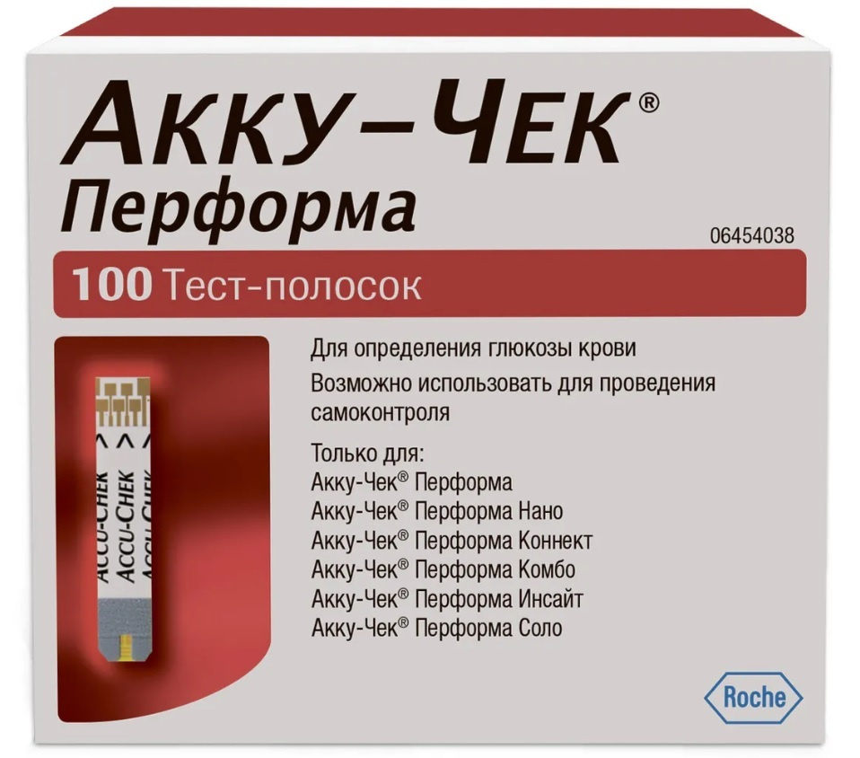 Тест-полоски к глюкометру Акку-Чек Перформа (Accu-Check Performa), 100 ...