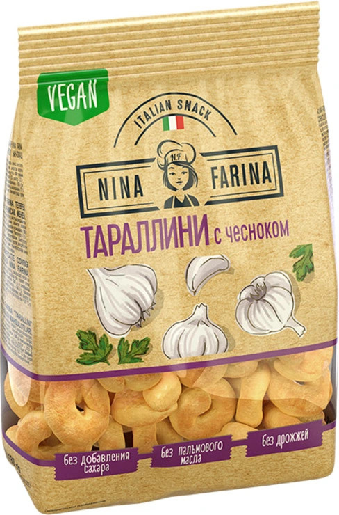 Тараллини Nina Farina, итальянские сушки с чесноком, 180г #1