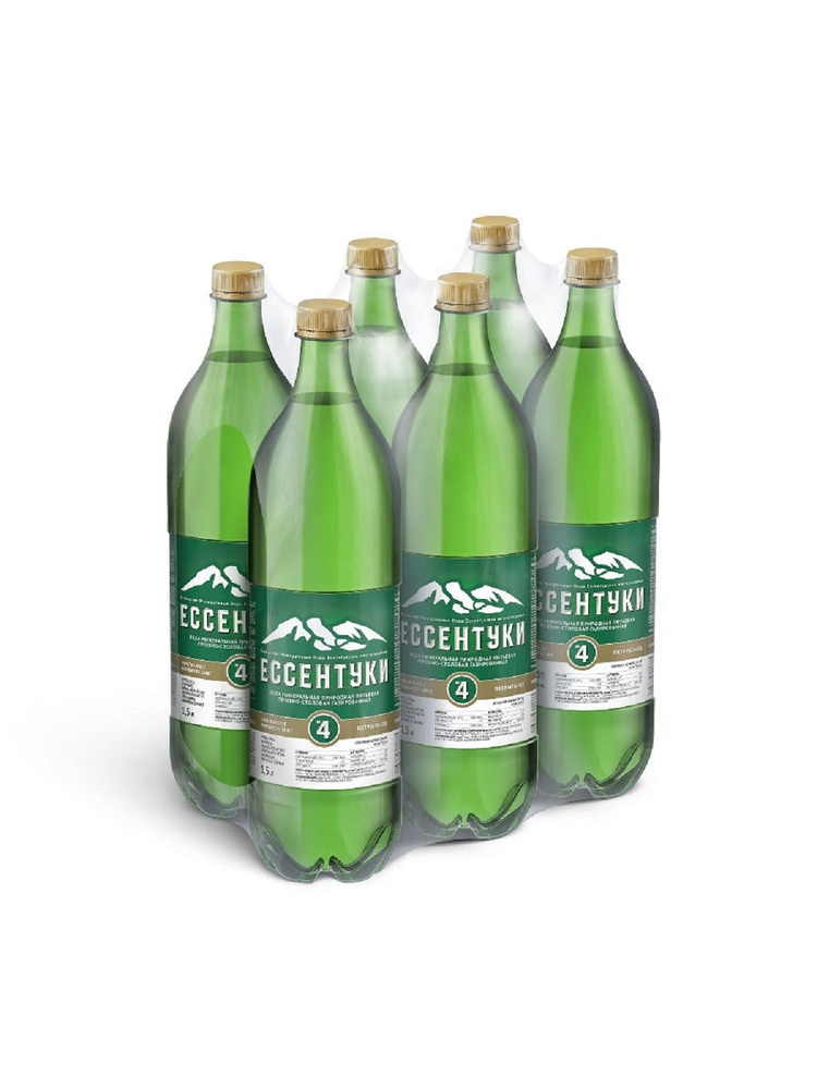 Вода минеральная Ессентуки №4 1,5 л х 6 бутылок, газированная, пэт ...
