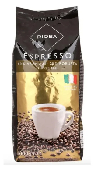 Кофе в зёрнах RIOBA Gold Espresso, 80% арабика, 20% робуста, 1 кг #1