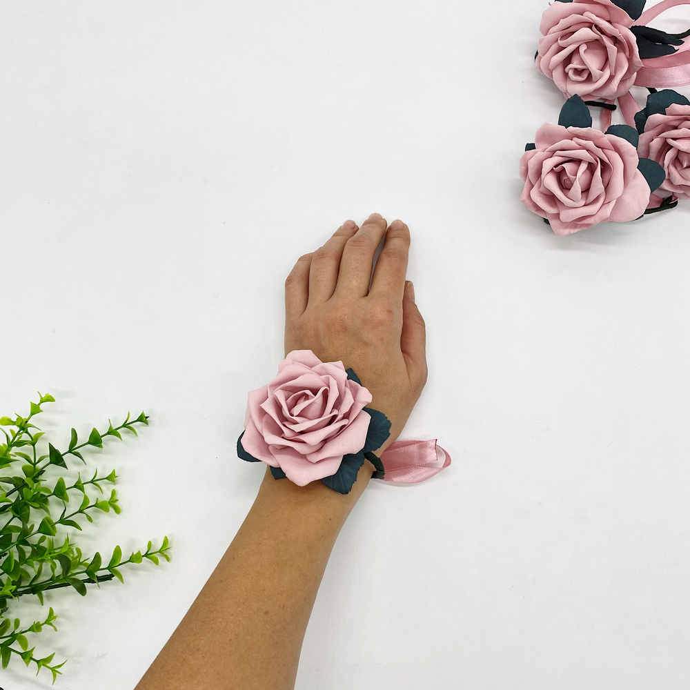 Браслет для подружек невесты Розочки из фоамирана МК DIY Easy Foam Rose tutorial