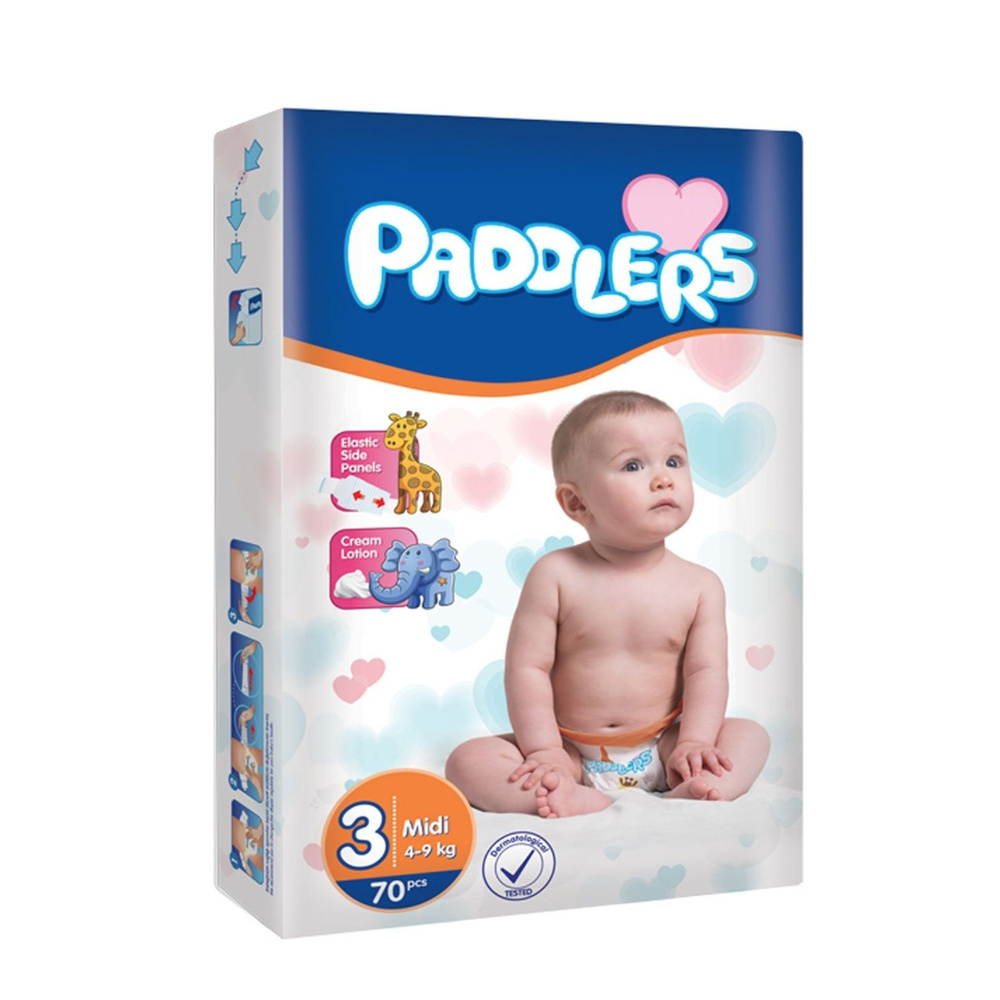 PADDLERS Детские подгузники Jumbo pack, 3, Midi, 70 шт #1