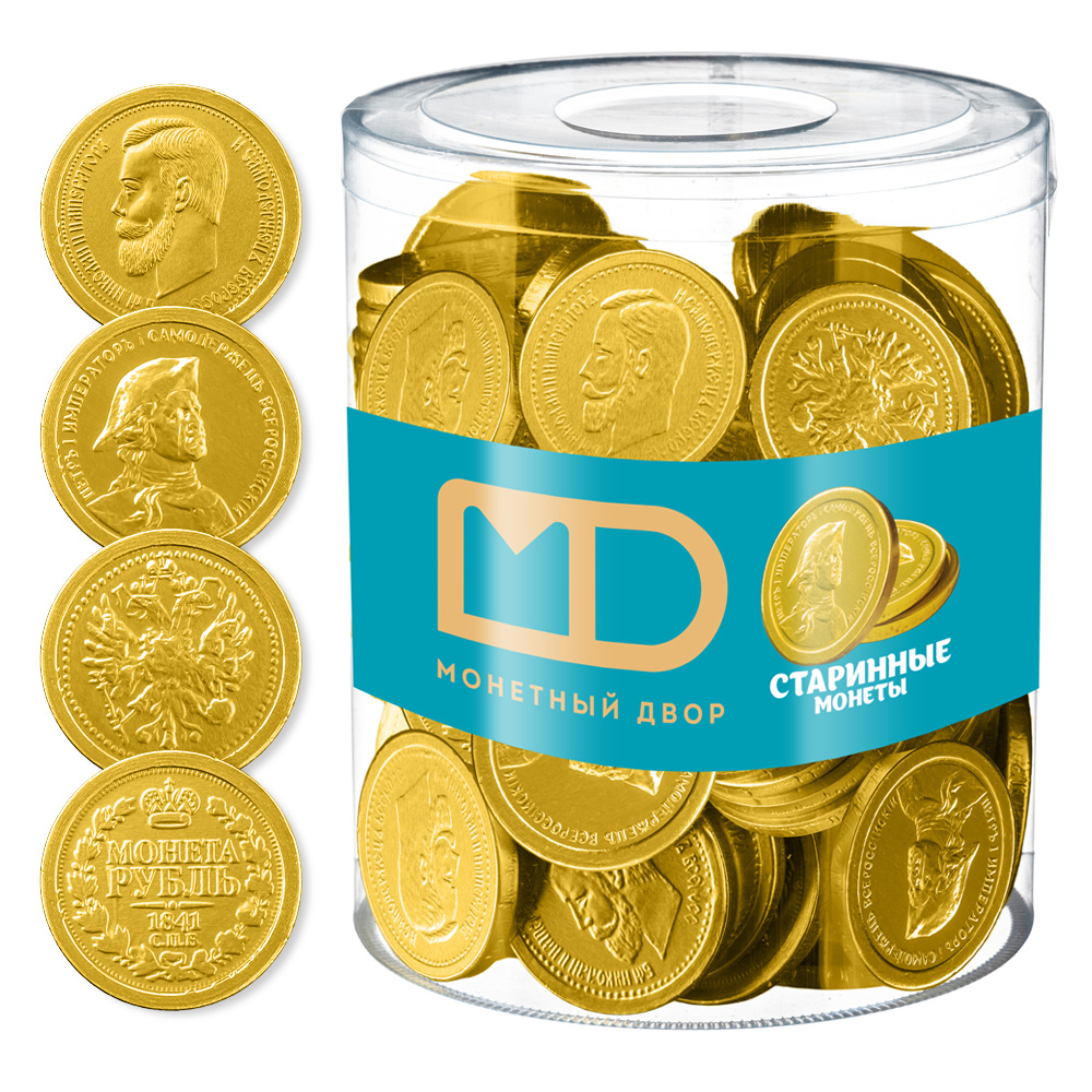 Шоко монеты "Старинные монеты" в банке, 120 шт по 6 гр. #1