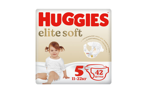 Huggies Подгузники Elite soft 5 размер, 12-22кг, 42 штуки / #1