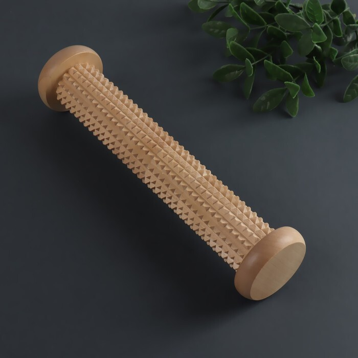 Массажёр для ног Валик , деревянный, с шипами, d 5,5 24 см - купить с ...