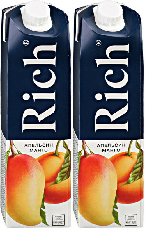 Нектар Rich апельсин-манго 1 л в упаковке, комплект: 2 упаковки  #1