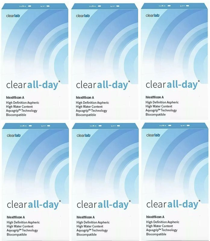 ClearLab Clear All-Day -1.50 / 14.2 / 8.6, 36 штук (6 пачек по 6 линз) контактные месячные гидрогелевые #1