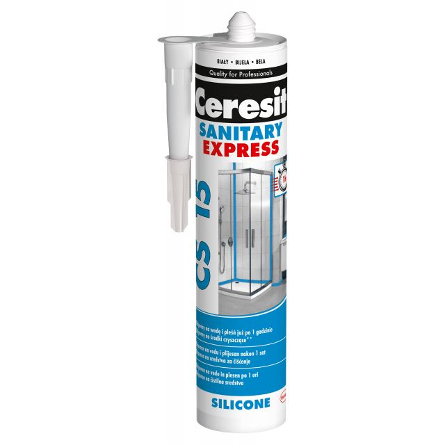 CERESIT CS 15 SANITARY EXPRESS герметик санитарный силиконовыйэкспресс прозрачный (280мл)  #1