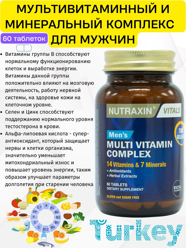 Мульти комплекс для мужчин, с экстрактом карликовой пальмы. Nutraxin ...