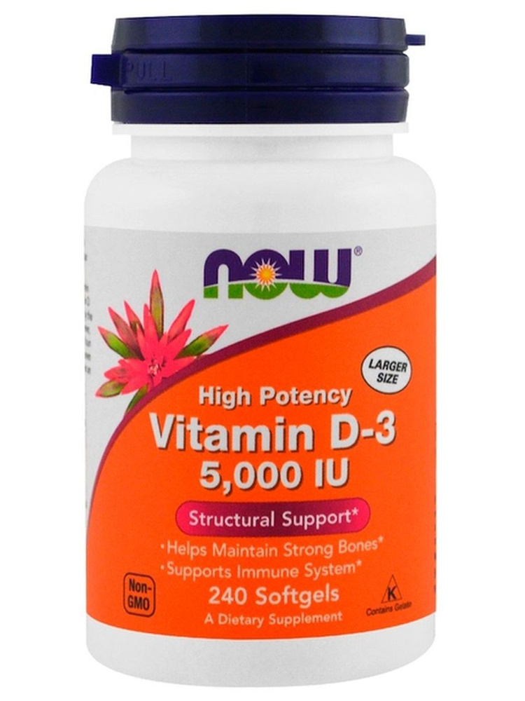 Now Foods / Vitamin d-3 5000 / 240 softgels / Витамин D-3 / 5000 МЕ ...