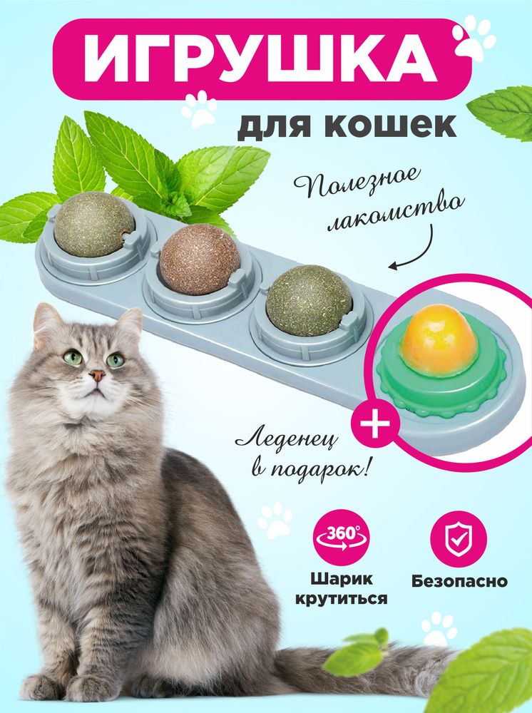 Игрушки для кошек, леденец для кошек, кошачья мята, шарик на стену ...