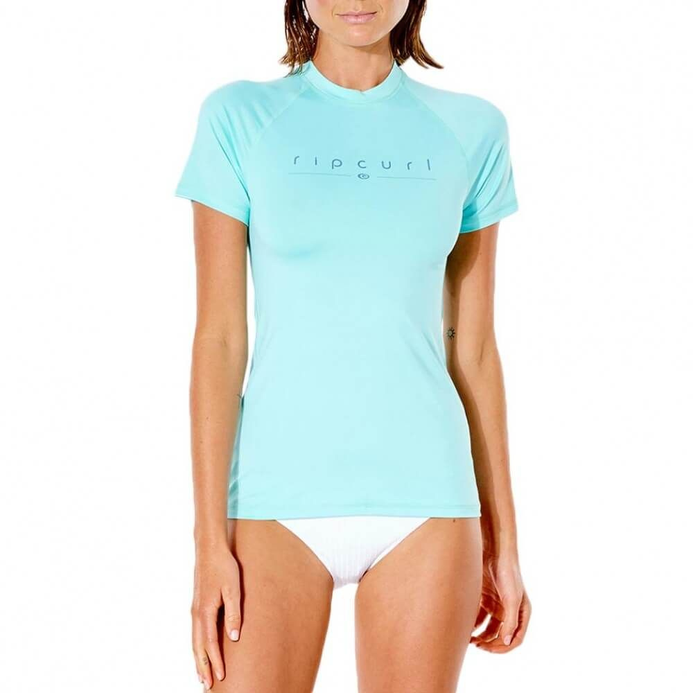 Гидрофутболка Rip Curl женская GOLDEN RAYS S/SL UV LIGHT AQUA р-р M (10) / Рашгард / Одежда для любителей #1