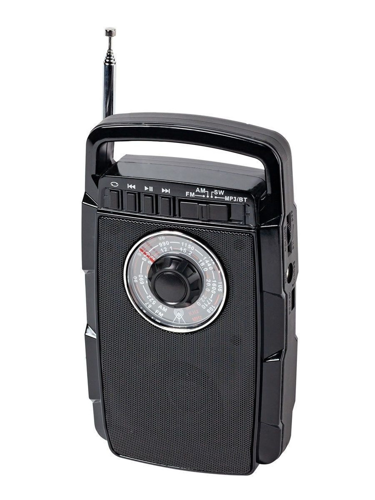 Радиоприемник РЕТРО портативный MAX MR-322 Black, 5 Вт, FM/AM/SW, Bluetooth/MP3/micrоSD/USB/AUX, антенна, #1