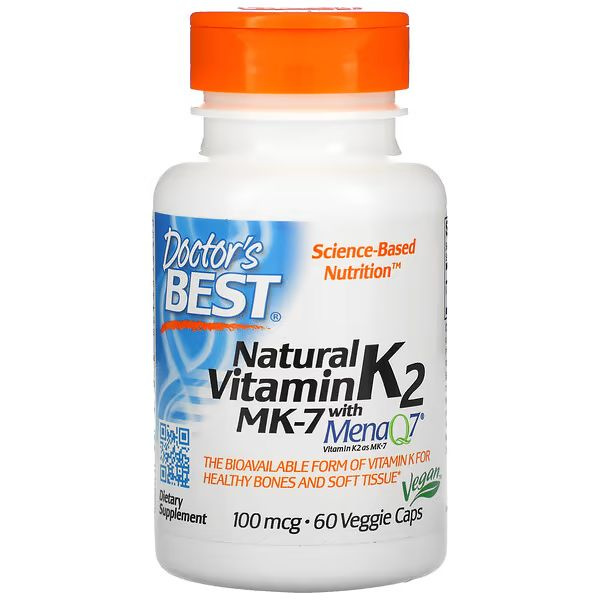 Витамин К2 МК-7 Doctor's Best Natural Vitamin K2 MK-7 100 мкг 60 вегетарианских капсул (массой 321 мг) #1