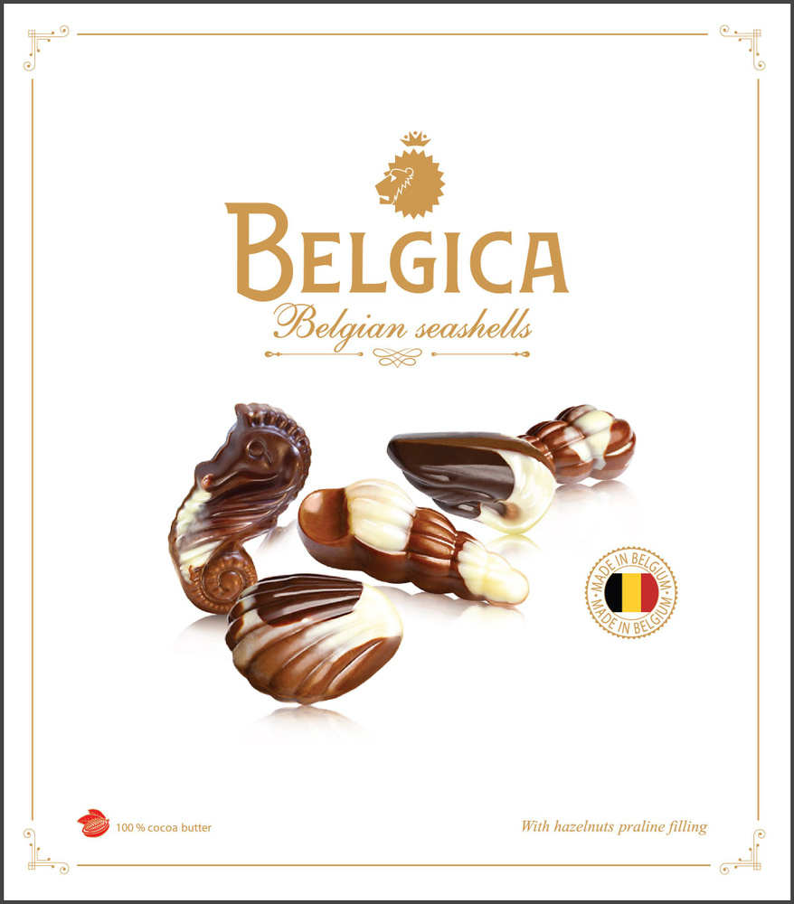 Шоколадные конфеты-ракушки с начинкой пралине Belgica Belgian Seashell, 190г  #1