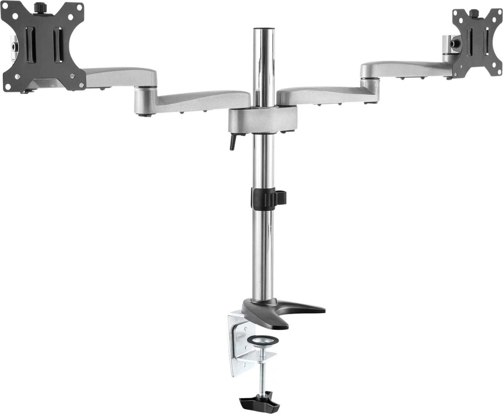 Настольный кронштейн для двух мониторов UltraMounts UM 707, серебристый ...