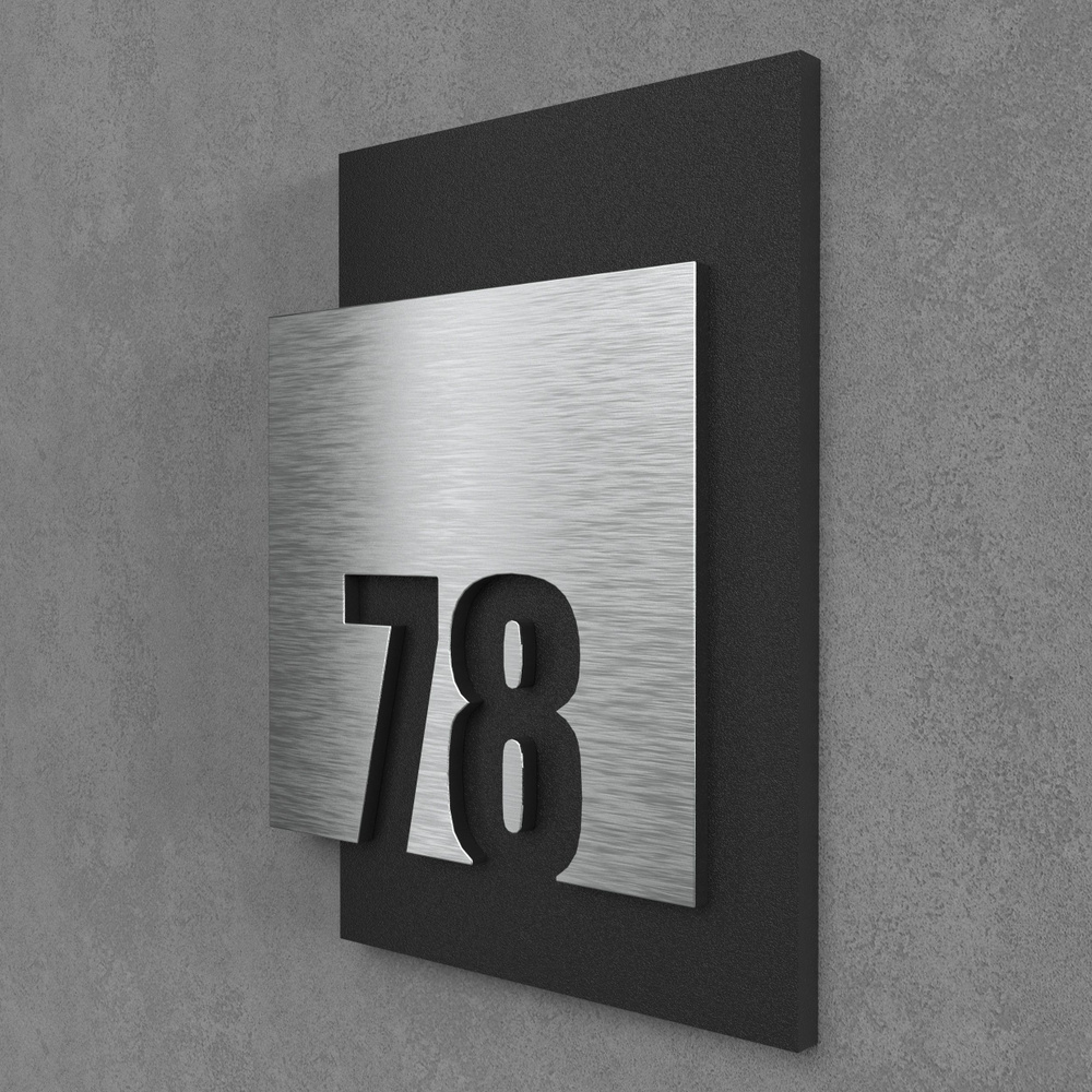 Цифры на дверь квартиры, табличка самоклеящаяся номер 78, 15х12см, царапанное серебро  #1