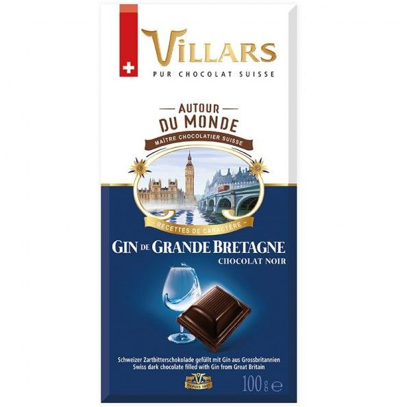 VILLARS Швейцарский тёмный шоколад с британским джином, 100г  #1