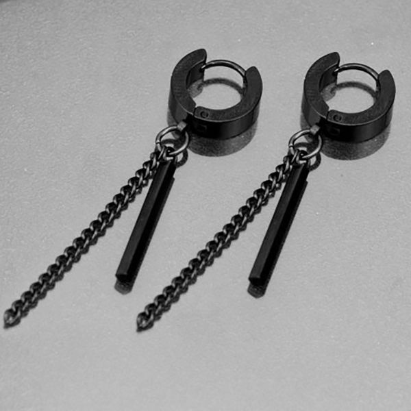 Серьги "Черная палочка с цепочкой" пара / - купить с доставкой по ...