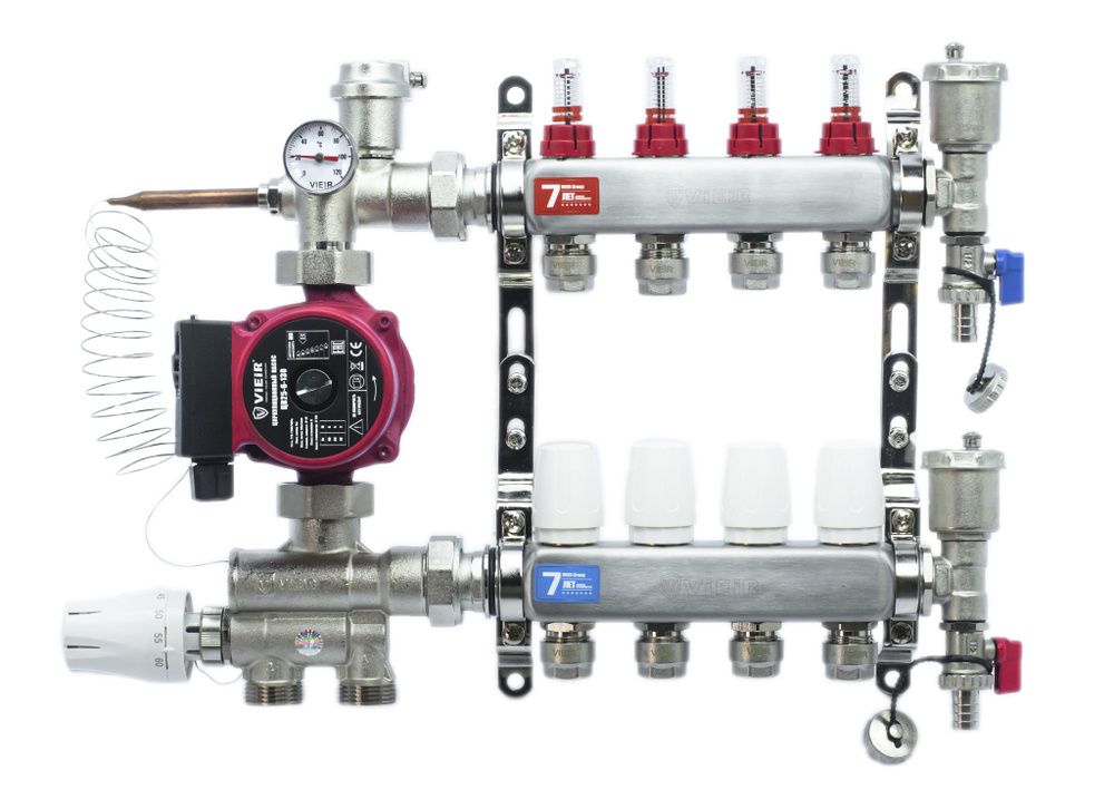 Комплект для теплого пола на 4 выхода (Коллектор VR113-04AKN на 4 контура, Насос циркуляционный , Евроконусы, #1