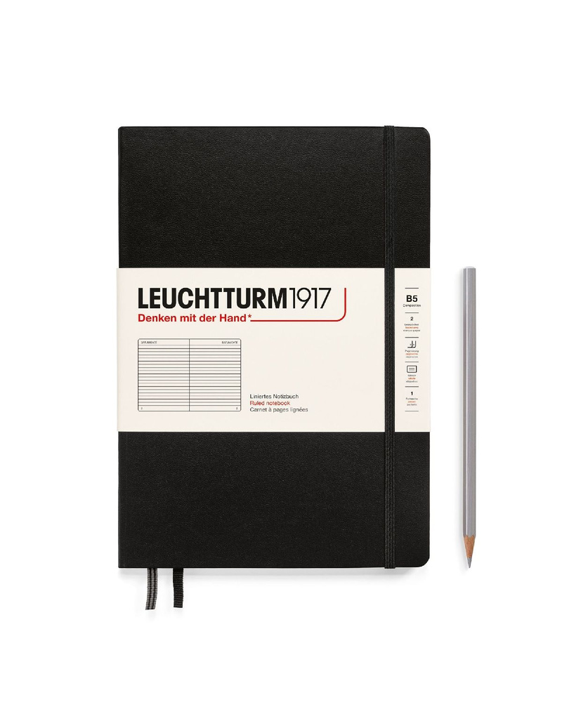 Блокнот Leuchtturm1917 Classic B5 (17.8x25.4см), 80г/м2, 219 стр. (109 л.), в линейку, твердая обложка #1