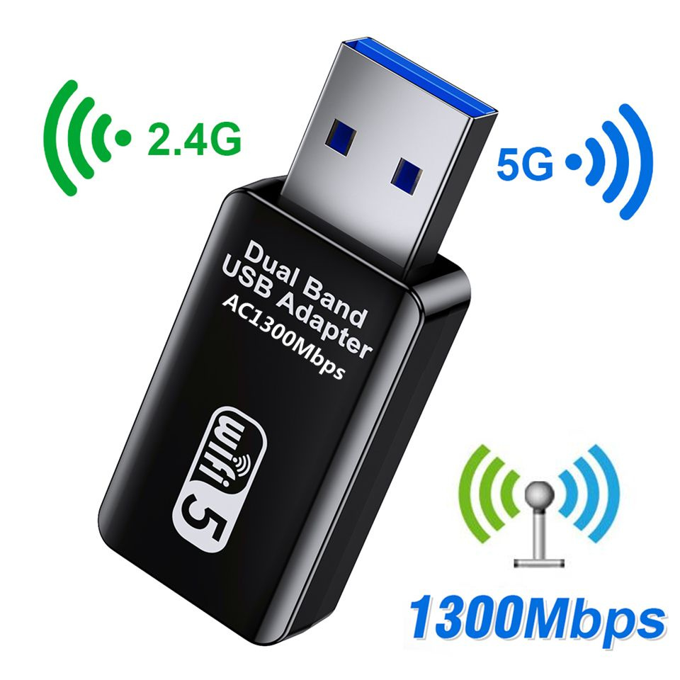 USB wifi адаптер для компьютера 5 ггц AC 1300 Мбит/с wi-fi адаптер для пк 5g  2.4g Сетевые wi fi Двойная частота - купить с доставкой по выгодным ценам в  интернет-магазине OZON (822826374)