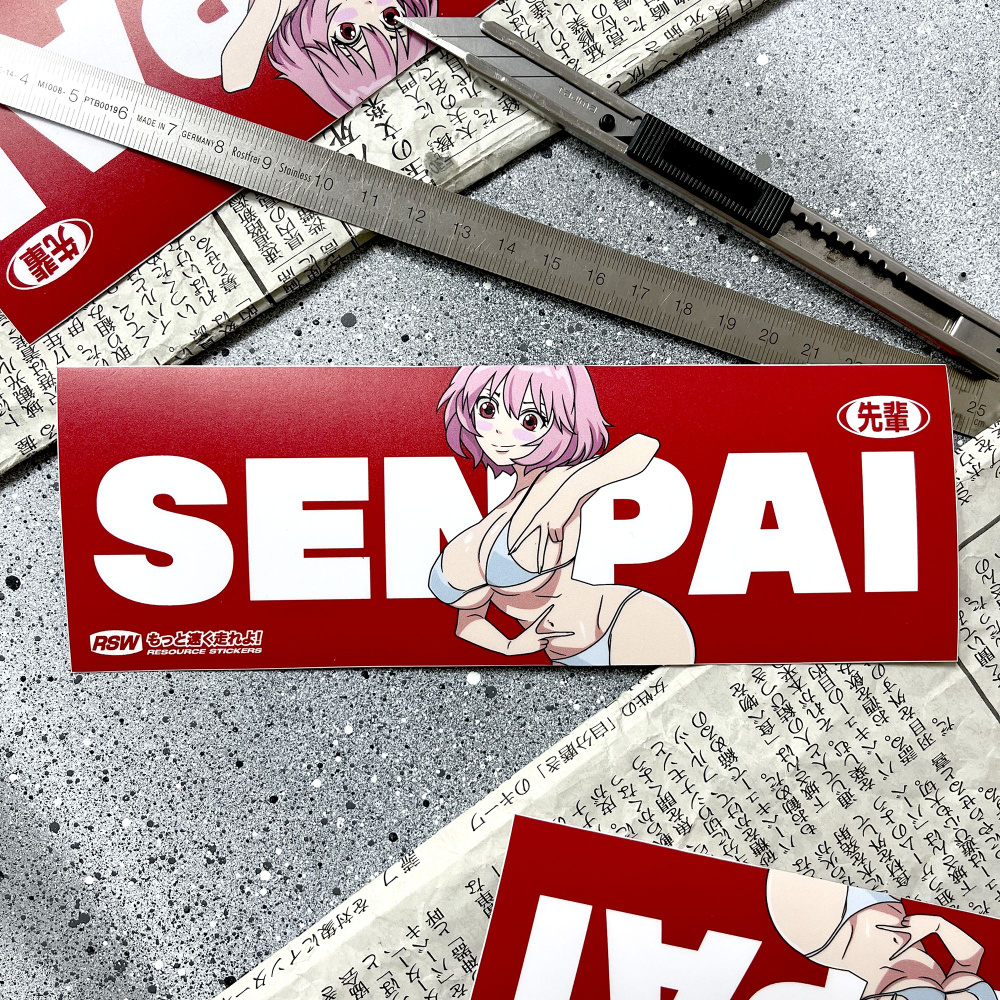 Наклейки на авто, JDM slap sticker, Senpai anime, 19x6.5 - купить по  выгодным ценам в интернет-магазине OZON (823427100)