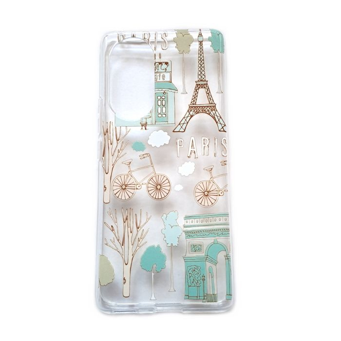 Силиконовый чехол для Huawei Honor 50 яркий рисунок, прозрачный в сеточку, рисунок: paris #1