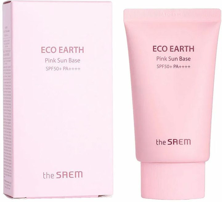 The Saem Eco Earth Pink Sun Base SPF50+ PA+ солнцезащитный крем-база с каламиновой пудрой (50г.)  #1